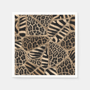 Animal Print - Leopard and Zebra - pastel gold Napkins