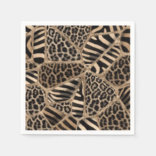 Animal Print _ Leopard and Zebra _ pastel gold Napkins