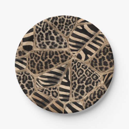 Animal Print _ Leopard and Zebra _ pastel gold Paper Plates