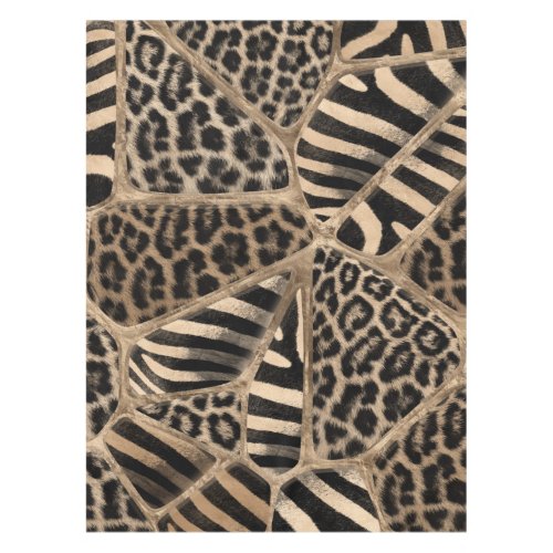 Animal Print _ Leopard and Zebra _ pastel gold Tablecloth