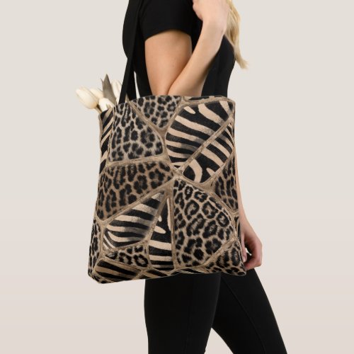 Animal Print _ Leopard and Zebra _ pastel gold Tote Bag