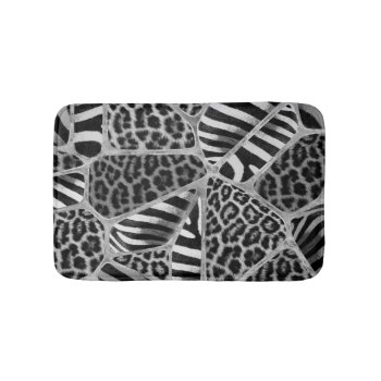Animal Print - Leopard And Zebra - Silver Bath Mat by LoveMalinois at Zazzle