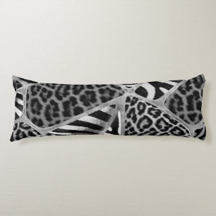 Animal Print - Leopard and Zebra - silver Body Pillow