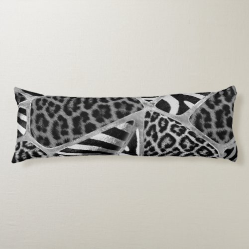 Animal Print _ Leopard and Zebra _ silver Body Pillow