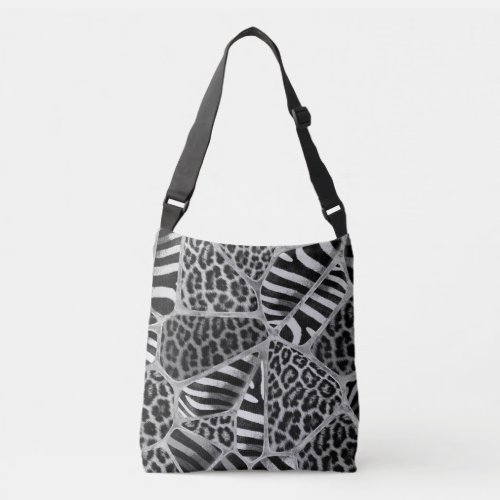 Animal Print _ Leopard and Zebra _ silver Crossbody Bag