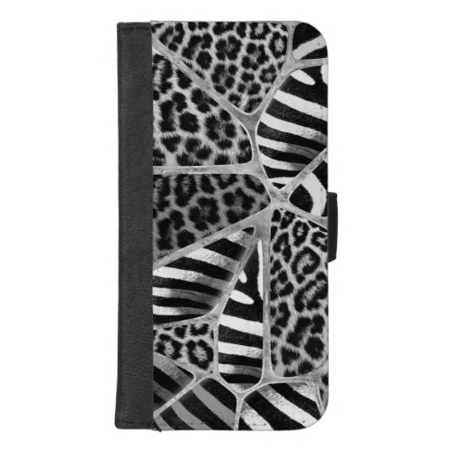 Animal Print _ Leopard and Zebra _ silver iPhone 87 Plus Wallet Case