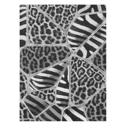 Animal Print _ Leopard and Zebra _ silver Tablecloth