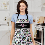 Animal Print Leopard Chic Monogram Apron<br><div class="desc">Trendy animal print kitchen apron featuring a modern multi-colored exotic leopard print pattern,  your initials,  and name in a elegant handwritten script font.</div>