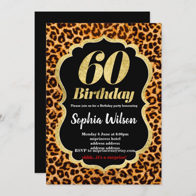 Animal print Leopard invitation (Front/Back)