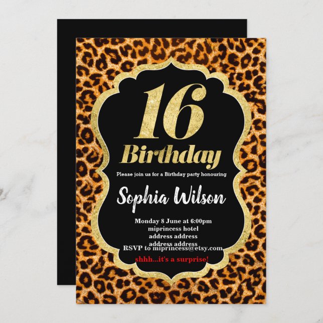 Animal print Leopard invitation (Front/Back)