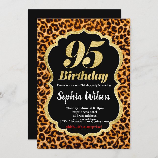 Animal print Leopard invitation (Front/Back)