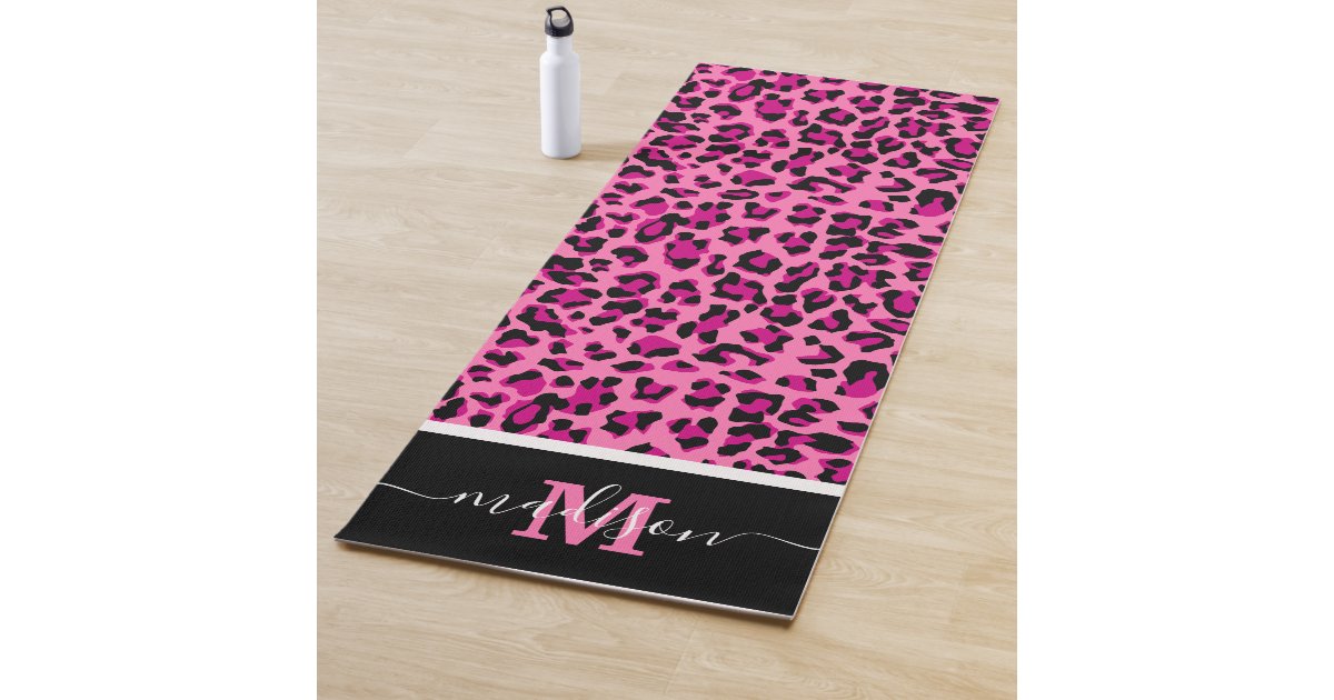 Animal Print Leopard Monogram Pink Yoga Mat