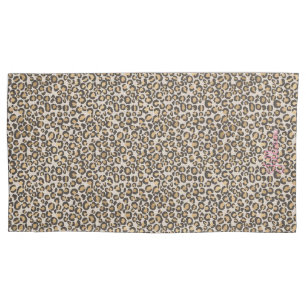 Animal Print Leopard NAME Nuetral Chic Trendy Pillow Case