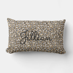 Animal Print Leopard Neutrals NAME Chic Trendy Lumbar Pillow