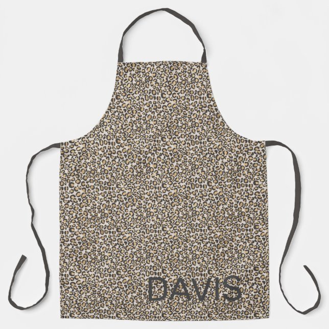 Animal Print Leopard Nuetrals Grey Chic for Him Apron (Front)