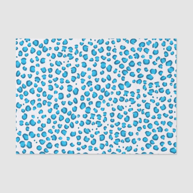 Animal Print Leopard Pattern Blue Gift Tissue Paper (Front)