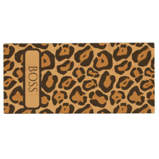 Animal print leopard  pattern wood flash drive