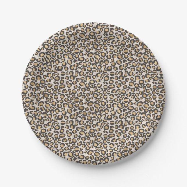 Animal Print Leopard Spots Nuetrals Chic Party Paper Plates (Front)