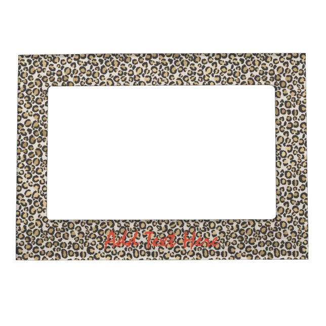 Animal Print Leopard Spots Nuetrals Chic Trendy Magnetic Frame (Front)