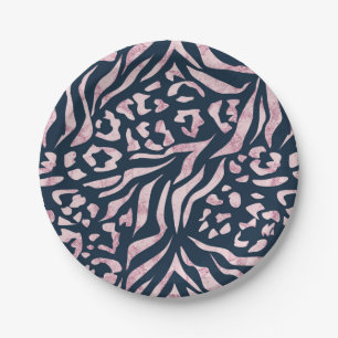Animal print, leopard, tiger, blue, pink, skin, paper plates