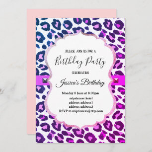 Animal print Leopard women girl birthday Invitatio Invitation