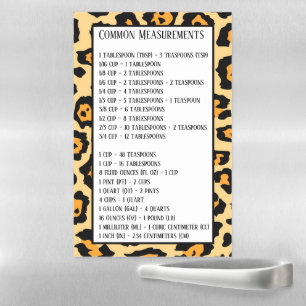 Animal print Measurements conversion chart  Magnetic Dry Erase Sheet