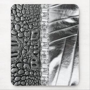 Animal Print Metallic Leather Rhinestone Mousepad