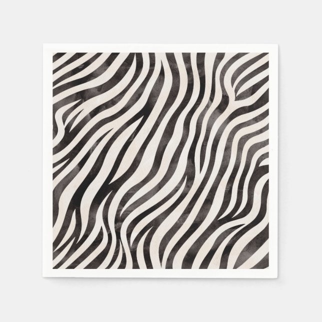 Animal Print Modern Blak & White Bridal Shower  Napkins (Front)