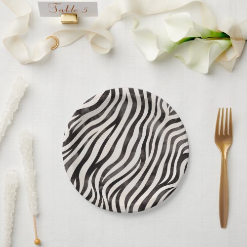 Animal Print Modern Blak  White Bridal Shower  Paper Plates