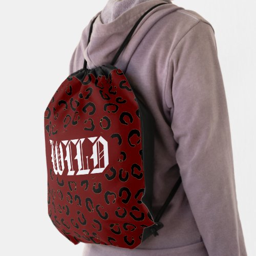 ANIMAL PRINT MODERN CUTE RED DRAWSTRING BAG