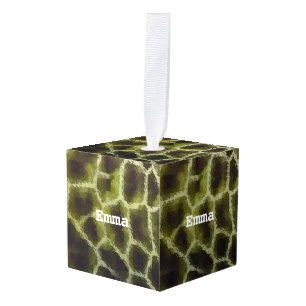 Animal Print Olive Green Cube Ornament
