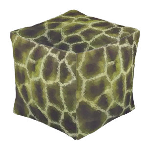 Animal Print Olive Green Outdoor Pouf