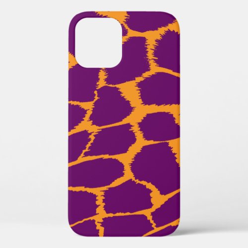 Animal print orange purple bright graphic iPhone 12 case