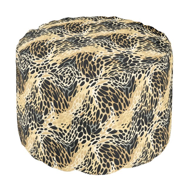 Animal Print Ottoman Pouf (Angled Front)