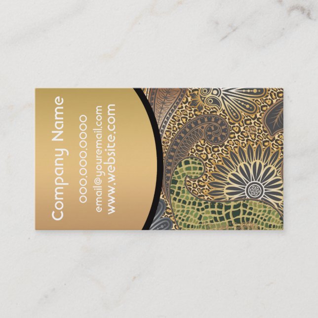 Animal Print Paisley Pattern Business Card (Front)