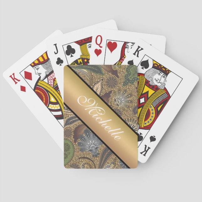 Animal Print Paisley Pattern Poker Cards (Back)