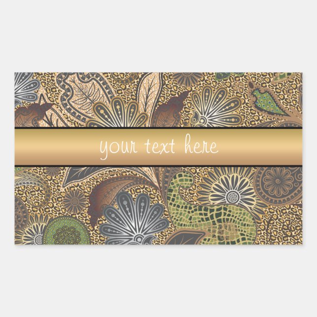 Animal Print Paisley Pattern Rectangular Sticker (Front)