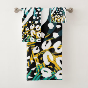 Animal print pattern bath towel set