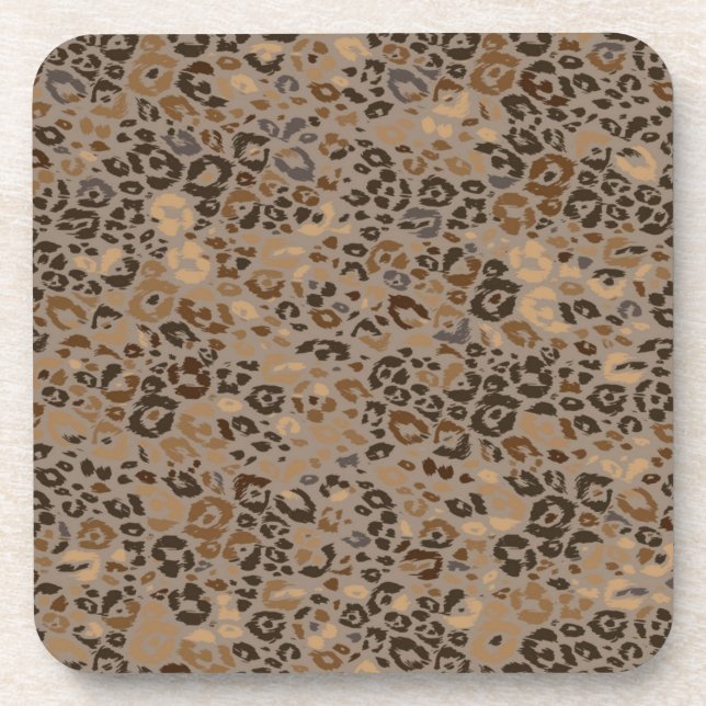 Animal print pattern beverage coaster (Front)