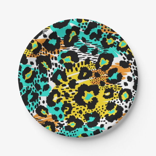 Animal print pattern paper plates (Front)