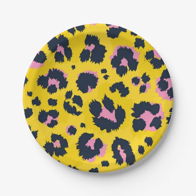 Animal print pattern paper plates (Front)