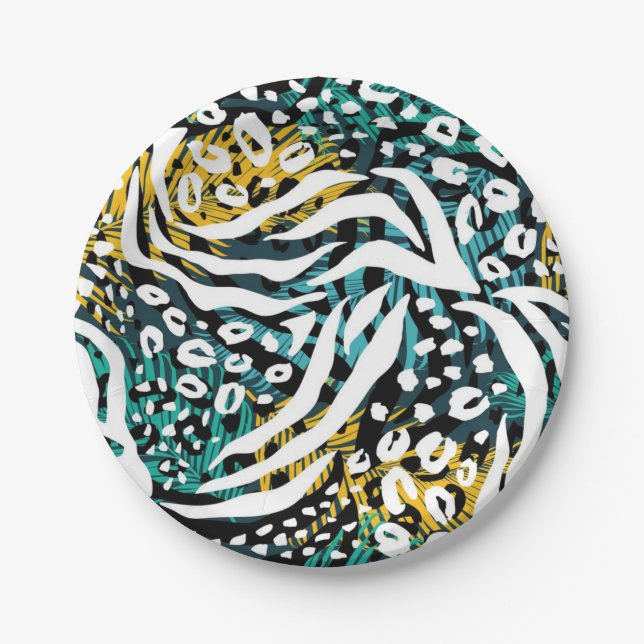 Animal print pattern paper plates (Front)