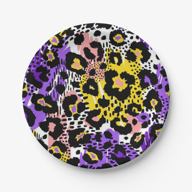 Animal print pattern paper plates (Front)