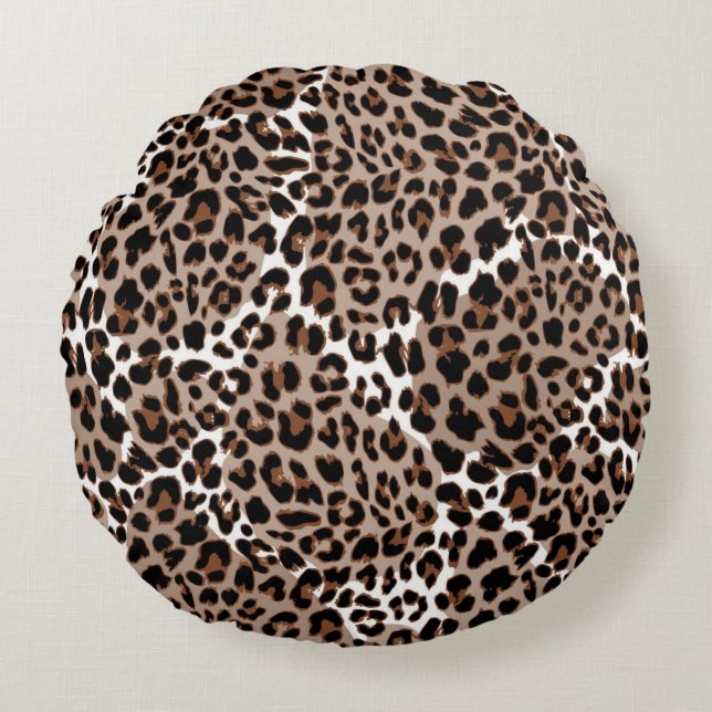 Animal print pattern round pillow (Front)