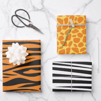 Animal Print Pattern Wild Animals Birthday Wrapping Paper Sheets by LilPartyPlanners at Zazzle