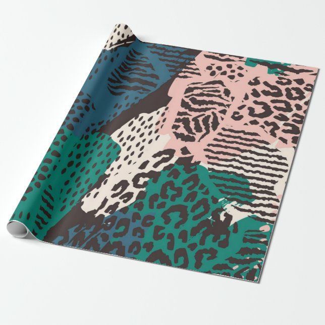 Animal print pattern wrapping paper (Unrolled)