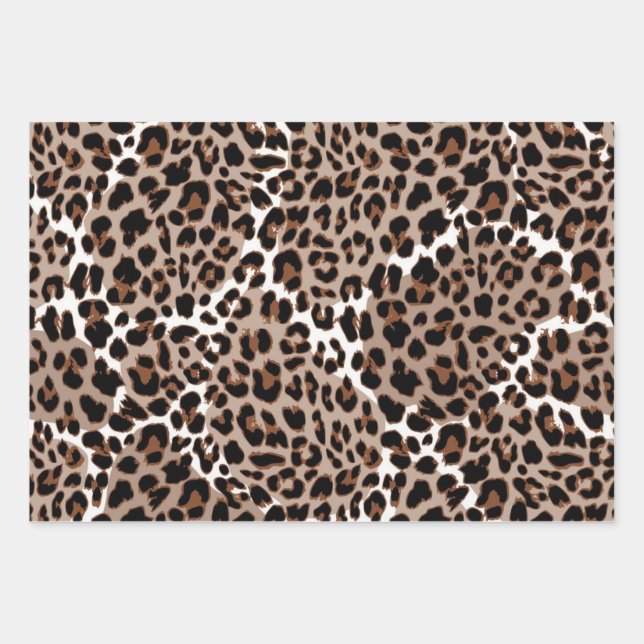 Animal print pattern wrapping paper sheets (Front)