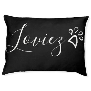 Animal Print Paw Name Pet Black Bed