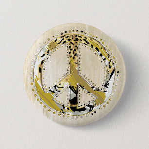 Animal Print Peace sign I + your backgr. & ideas Button