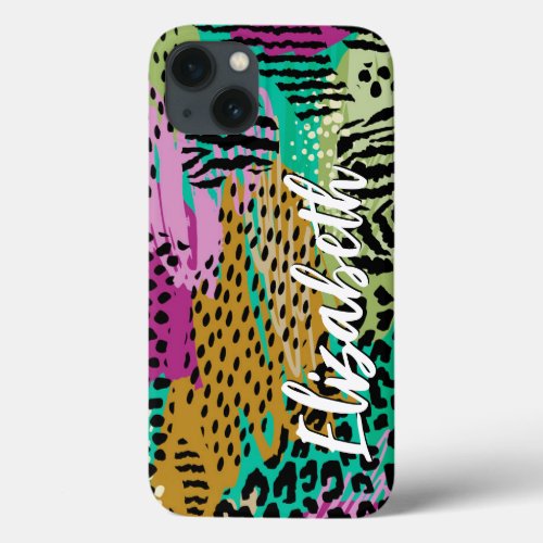 Animal Print Personalized iPhone 13 Case